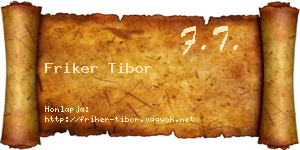 Friker Tibor névjegykártya